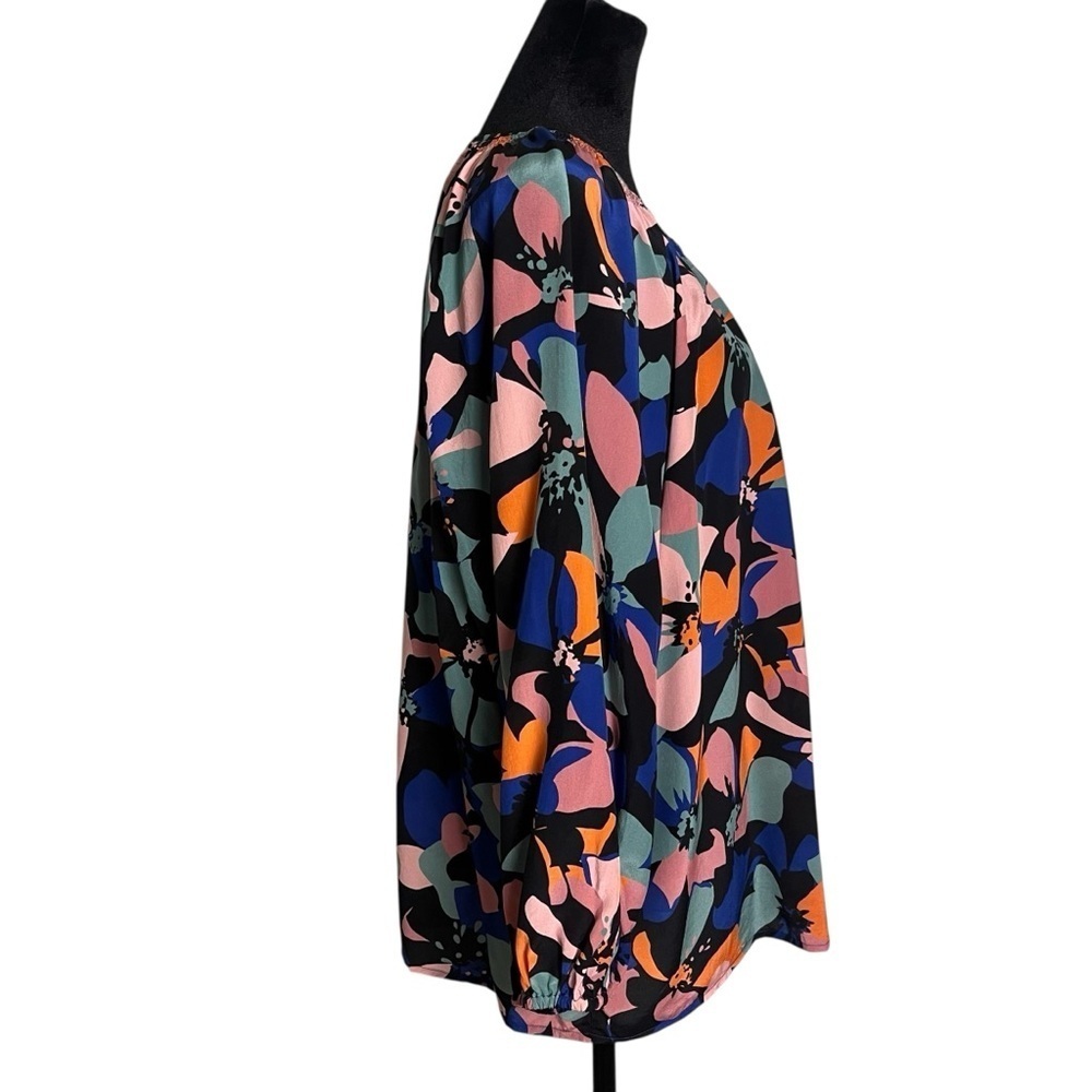 Tucker by Gaby Basora Silk Blouse – Abstract Floral Print, Size Large - Picture 5 of 10